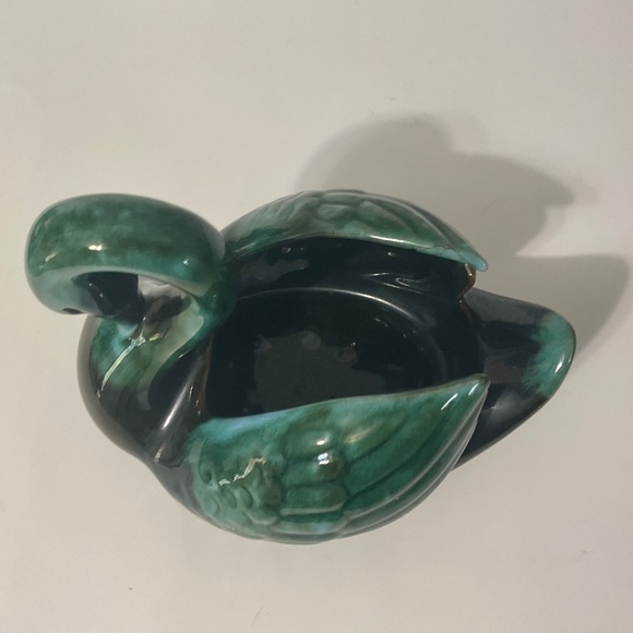 VTG Blue Mountain Pottery Swan Planter Drip Glaze Blue Green Black - Picture 7 of 7
